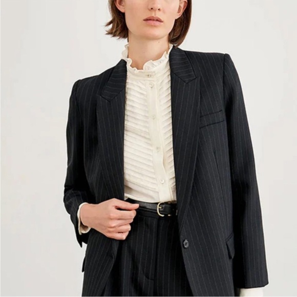 Nili Lotan Diane Black Pinstripe Blazer - Picture 2 of 12